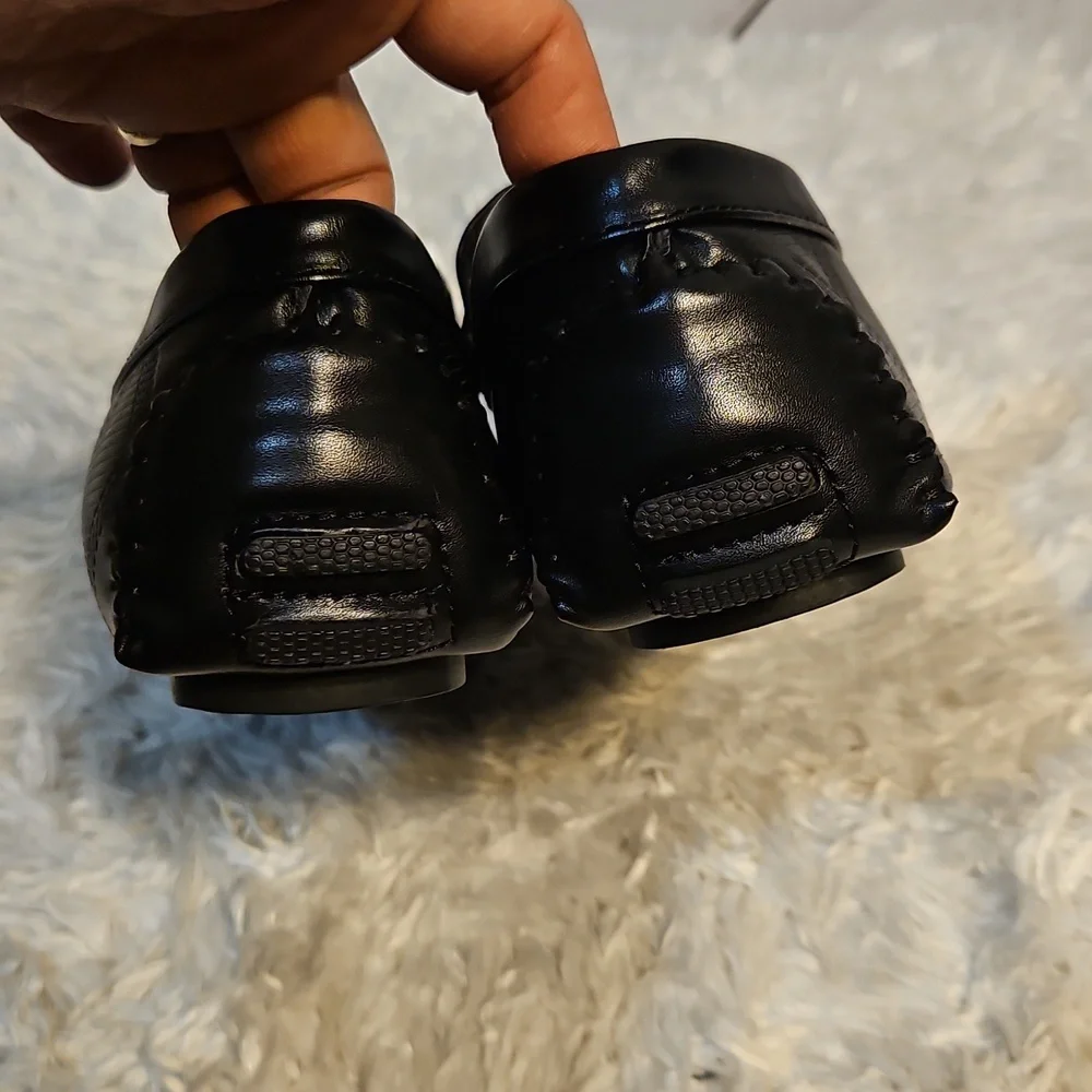 Black and Gold Slip-On Loafers‎ with Horsebit Detail